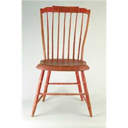 FINE PAINTED AND DECORATED STEP DOWN WINDSOR SIDE CHAIR