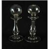 Image 1 : OUTSTANDING PAIR OF CLEAR GLASS CANDLESTICK FORM WHALE OIL LAMPS