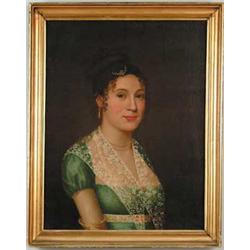 ETHAN ALLEN GREENWOOD (American, 1779-1856) PORTRAIT OF YOUNG WOMAN IN BLUE DRESS