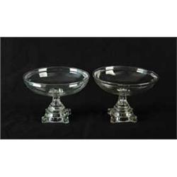 PAIR OF CLEAR GLASS SANDWICH COMPOTES