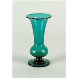 EARLY TEAL GREEN GLASS FLOWER VASE