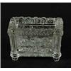 Image 1 : CLEAR PATTERN GLASS MASTER SALT WITH EAGLE AND WEEPING WILLOW