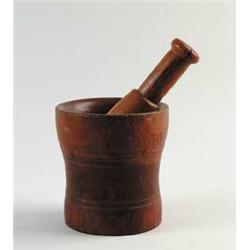 TURNED LIGNA VITAE MORTAR AND PESTLE