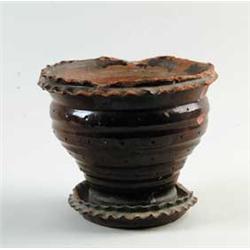 MAINE GLAZED REDWARE FLOWER POT