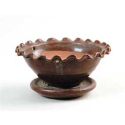 MAINE GLAZED REDWARE HANGING FLOWERPOT