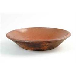 MAINE GLAZED REDWARE MILK PAN