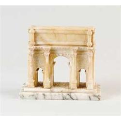 SMALL ITALIAN MARBLE MODEL OF THE ARCH OF SEPTIMIUS SEVERUS, ROME