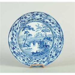 BLUE AND WHITE STAFFORDSHIRE PLATE