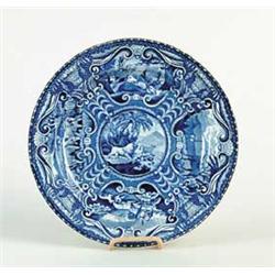 BLUE AND WHITE STAFFORDSHIRE QUADRUPEDS PLATE