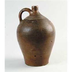 EARLY OVOID STONEWARE HANDLED JUG
