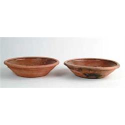 PAIR OF MAINE GLAZED REDWARE MILK PANS