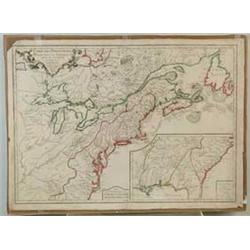 MAP OF THE NORTHEASTERN UNITED STATES AND CANADA 1756