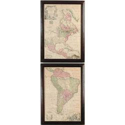 JOHN SENEX (17th/18th Century) PAIR OF MAPS: NORTH AND SOUTH AMERICA, 1710