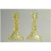 Image 1 : PAIR OF SANDWICH CANARY YELLOW CANDLESTICKS