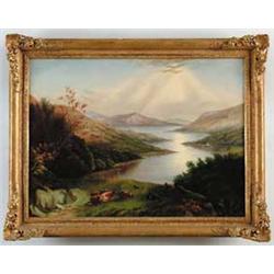 ATTRIBUTED TO EDWARD HILL (American, 19th Century) HUDSON RIVER LANDSCAPE