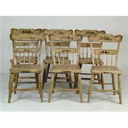 SET OF SIX PAINT DECORATED SIDE CHAIRS