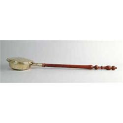 FINE EARLY AMERICAN BRASS WARMING PAN