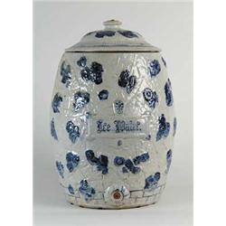 SIX GALLON STONEWARE ICE WATER COOLER