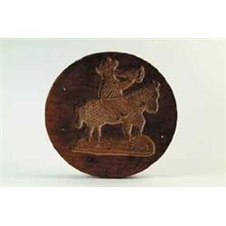 LARGE 18TH CENTURY ROUND CARVED WOODEN CAKE BOARD