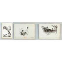 EVERETT STOUTENBURGH WARD (American, 1911-1994) ELEVEN ILLUSTRATIONS FOR A HUNTING STORY
