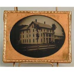 1/4 PLATE AMBROTYPE OF LARGE HOTEL