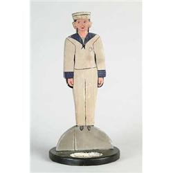 INTERESTING CARVED AND PAINTED SAILOR FIGURE
