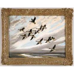 HUGH C. MONAHAN (Canadian, 1914-1970) GEESE IN FLIGHT