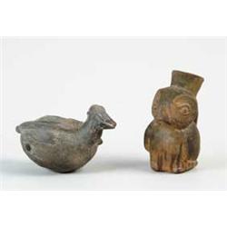 TWO EFFIGY POTS