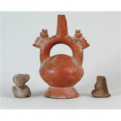 THREE POTTERY FIGURAL PIECES