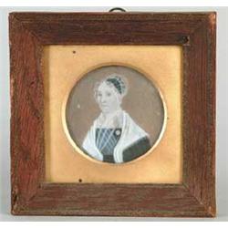 ROUND MINIATURE ON IVORY PORTRAIT OF MRS. LEGGETT