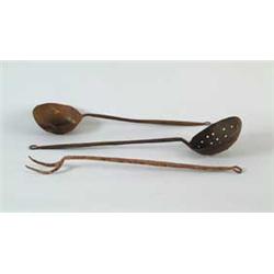 THREE WROUGHT IRON KITCHEN UTENSILS