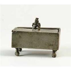 SLIDING TOP PEWTER STAMP BOX