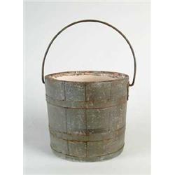 INTERESTING IRONSTONE LINED WOOD BUCKET