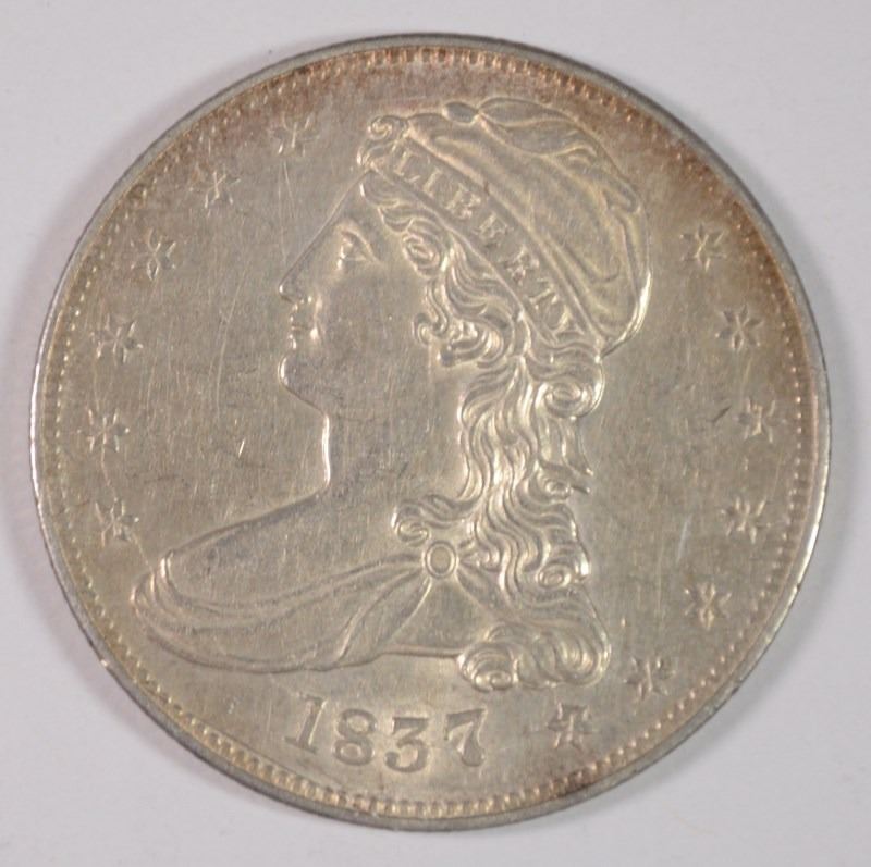 1837 REEDED EDGE HALF DOLLAR AU++/BU