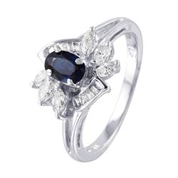 14KT White Gold Sapphire and Diamond Ring-#1013