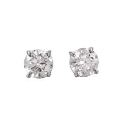 14KT White Gold Diamond Stud Earrings-#1722