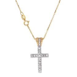 14KT Yellow Gold Diamond Cross Pendant-#533