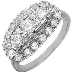10KT White Gold Art Deco Diamond Ring-#282