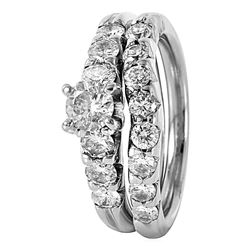 14-18KT White Gold Diamond Engagement Ring and Wedding Band-#442