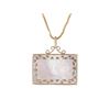 Image 2 : 14-18KT Yellow Gold Mother of Pearl Small Gambling Chip Pendant and Chain-#190