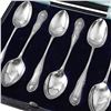 Image 2 : Vintage Set of Six Sterling Silver Demitasse Spoons By Designer H. Fisher & Co. Sheffield Hallmark 1