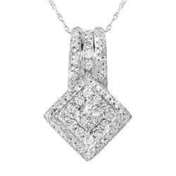 14KT White Gold Diamond Pendant and Chain-#2118