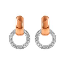 14KT Rose Gold and Sterling Silver Diamond Earrings-#110