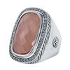 Image 2 : David Yurman Sterling Silver Albion Rose Quartz and Diamond Ring-#497
