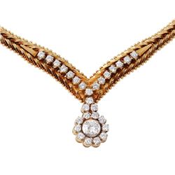 14KT Yellow Gold Diamond Vintage Necklace-#1189