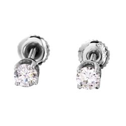 14KT White Gold Diamond Stud Earrings-#1869