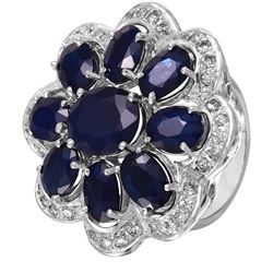 14KT White Gold Sapphire and Diamond Ring-#1529