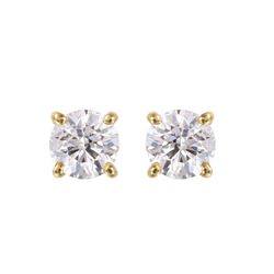 14KT Yellow Gold Diamond Stud Earrings-#1581