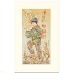 Puck LIMITED EDITION Serigraph by Edna Hibel (1917-2014), Numbered and Hand Signed with Certificate 