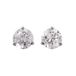 14KT White Gold Diamond Stud Earrings-#1716